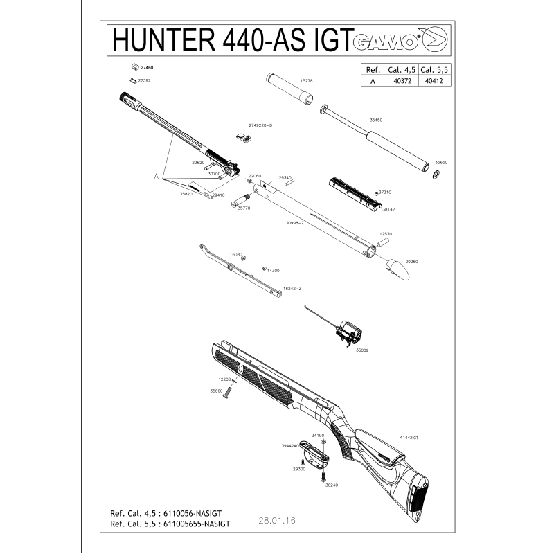 1 Gamo Hunter 440 AS IGT Despiece